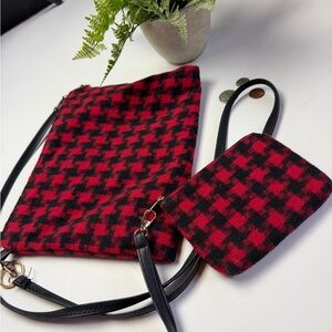 Stylish Red and Black Houndstooth Women's Bag Set